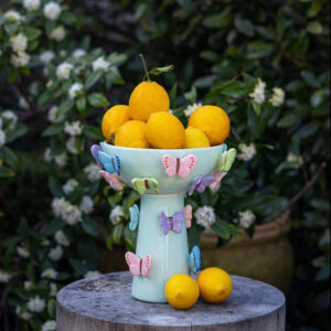 Blue Butterfly Pedestal Bowl