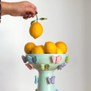 Blue Butterfly Pedestal Bowl