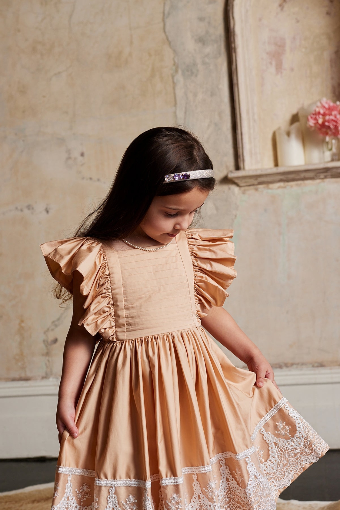 Alice Cotton Sateen Pinafore Dress Beige