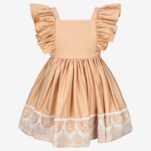 Alice Cotton Sateen Pinafore Dress Beige