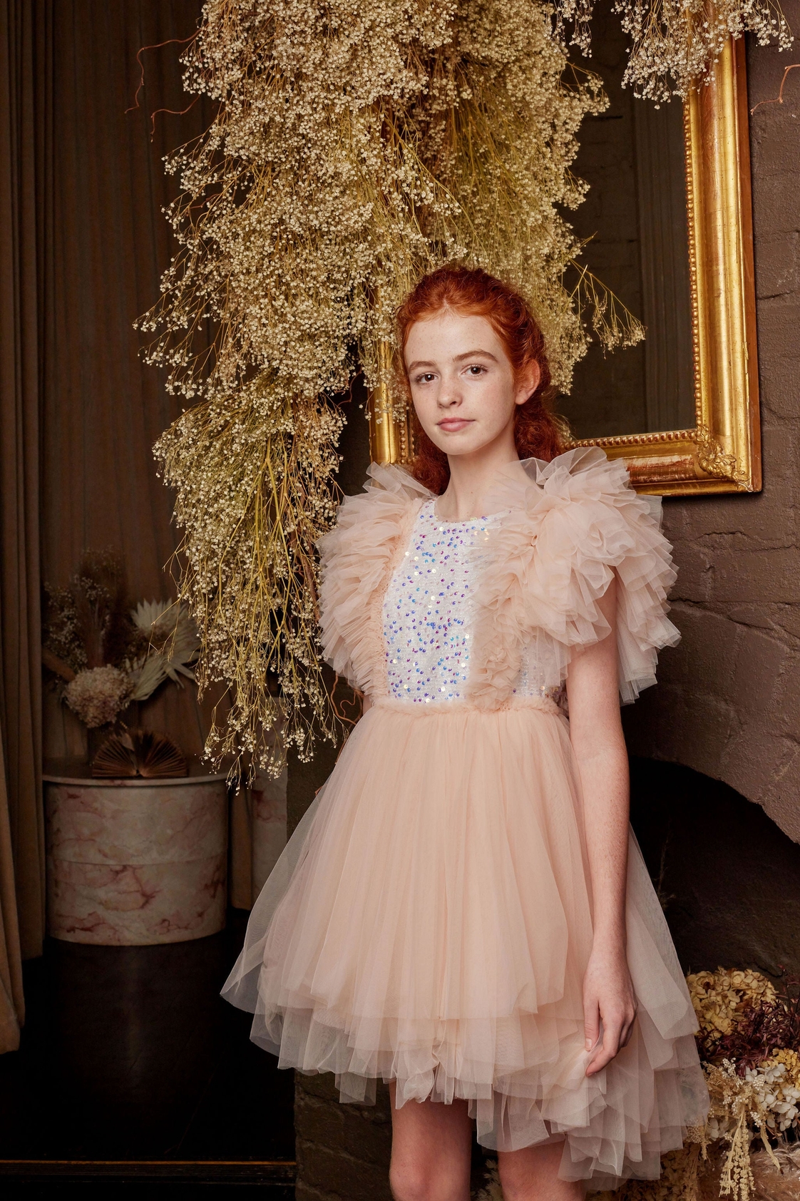 Merida Sequin Tutu Peach Pink Dress