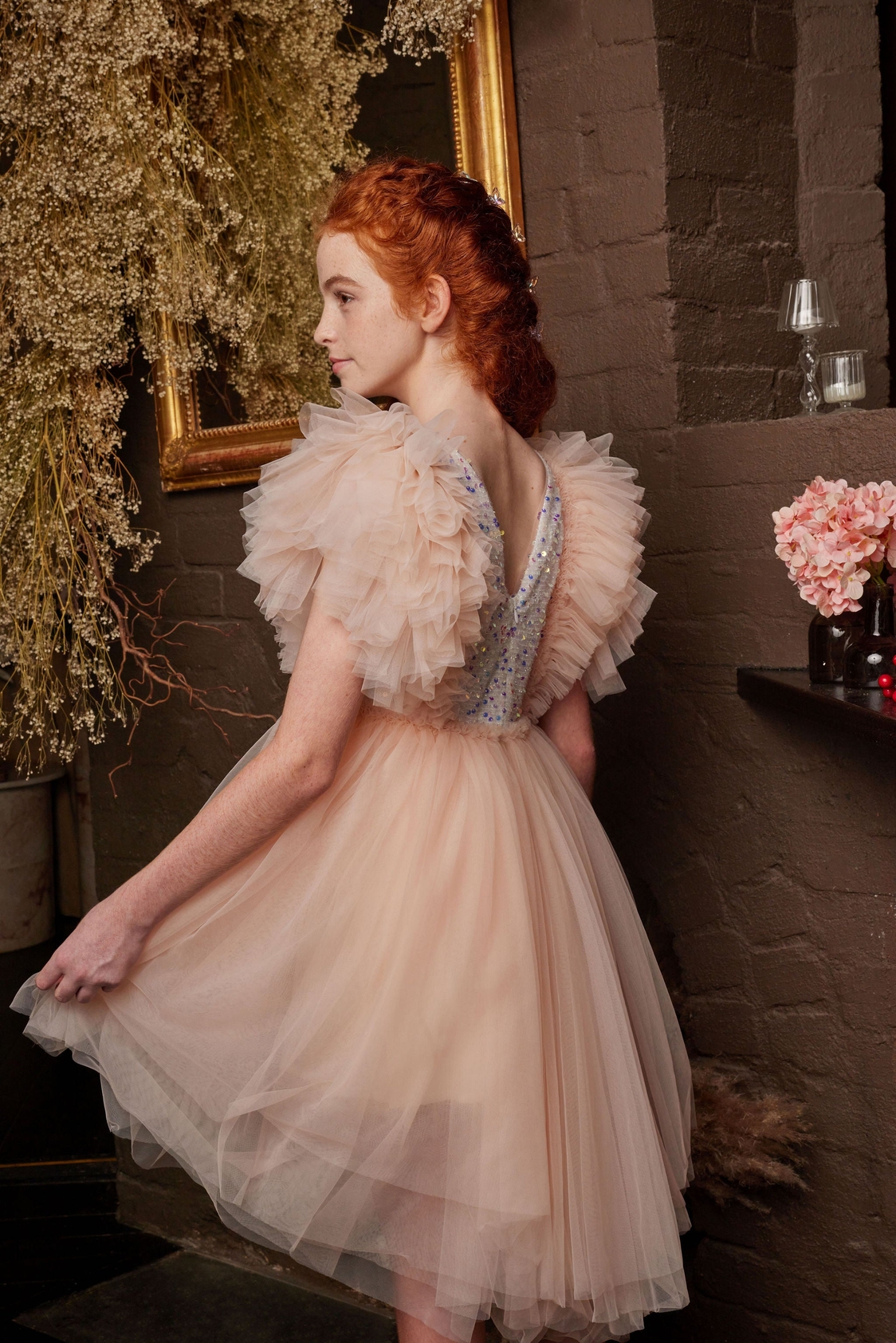 Merida Sequin Tutu Peach Pink Dress - Image 2